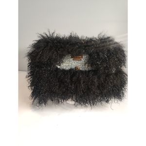 Upcycled Vintage Samsonite Mongolian Fur Makeup Case w Metal Elephant Handle